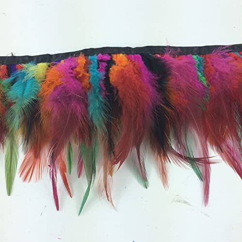 Sowder Natürlicher Hahn-Federrand, Fransen, 10–15 cm breit, Kleid, DIY-Dekoration 2 yards(bunt) von Sowder