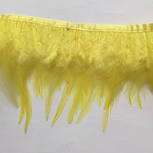 Sowder Natürlicher Hahn-Federrand, Fransen, 10–15 cm breit, Kleid, DIY-Dekoration 2 yards(Gelb) von Sowder