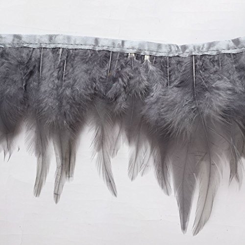 Sowder Natürlicher Hahn-Federrand, Fransen, 10–15 cm breit, Kleid, DIY-Dekoration 2 yards(grau) von Sowder