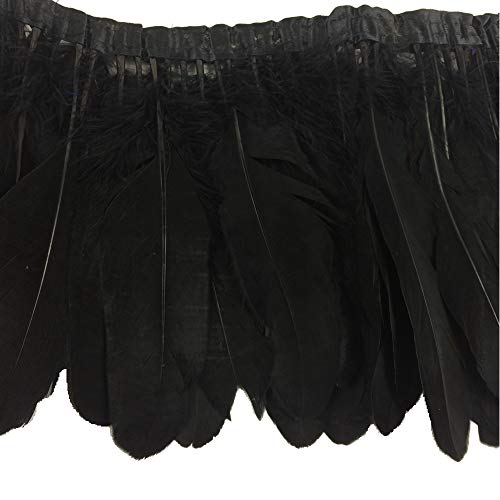 Sowder 2 Yards Duck Gänsefeder Fringe Trim 6-8" Breite für Nähen Kunsthandwerk DIY Dekoration Handgefertigte(Schwarz) von Sowder