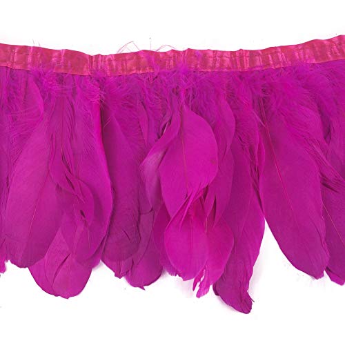 Sowder 2 Yards Duck Gänsefeder Fringe Trim 6-8" Breite für Nähen Kunsthandwerk DIY Dekoration Handgefertigte(fuchsia) von Sowder