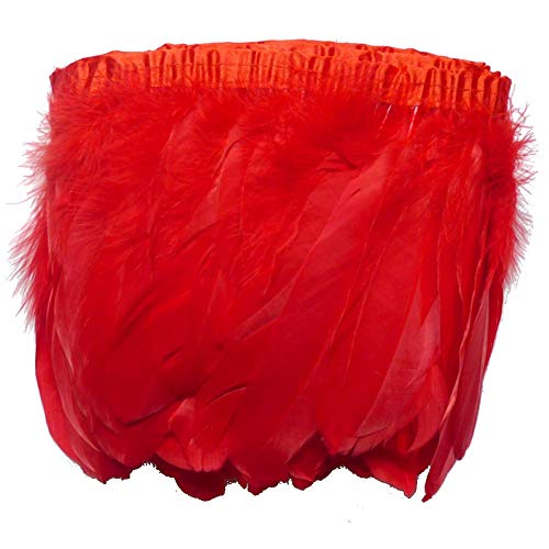 Sowder 2 Yards Duck Gänsefeder Fringe Trim 6-8" Breite für Nähen Kunsthandwerk DIY Dekoration Handgefertigte(rot) von Sowder