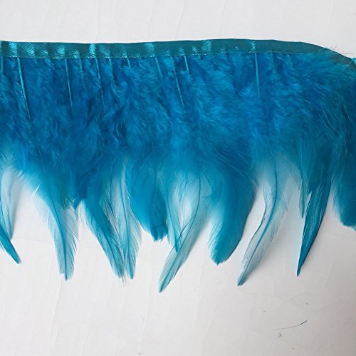 Sowder 2 Yards Natural Rooster Hackle Feather Trim Fransen 10,2–15,2 cm breit Kleid DIY Dekoration (türkis) von Sowder