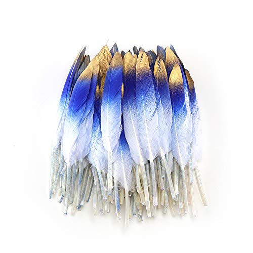 Sowder 50 bunte goldene Gänsefedern, 10-15 cm, für Kunst, Handwerk und Party, Dekoration, Kleidungszubehör Royal Blue&gold Sowder 50 bunte goldene Gänsefedern, 10-15 cm, für Kunst, Handwerk und Party, Dekoration, Kleidungszubehör Royal Blue&gold von Sowder