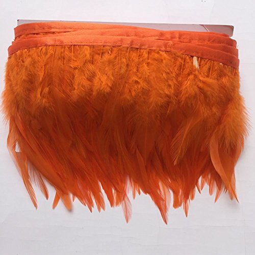 Sowder Feder-Fransen-Borte mit gefärbten Hahnenfedern, für Kostüm, Deko, Kleidung, Packung mit 4,57 m Orange von Sowder