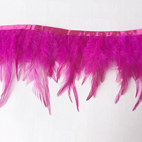 SOWDER Rooster Hackle Feather Fransen Trim für Custume Kleid Dekoration Pack von 5 Meter fuchsia von Sowder