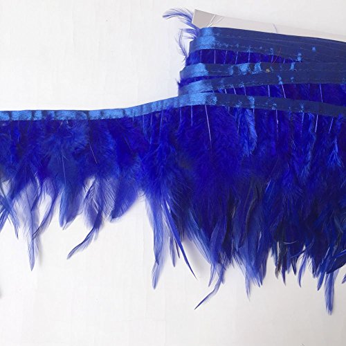Sowder Feder-Fransen-Borte mit gefärbten Hahnenfedern, für Kostüm, Deko, Kleidung, Packung mit 4,57 m königsblau von Sowder