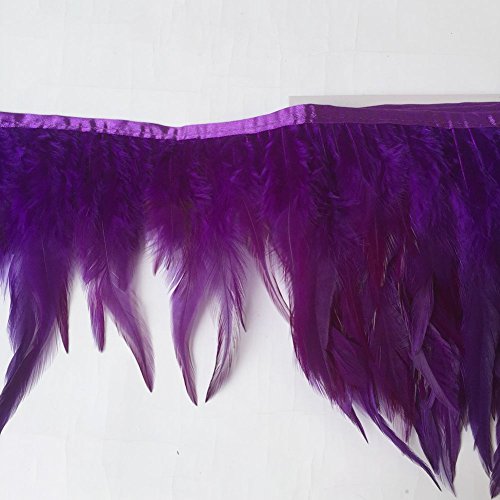 Sowder Feder-Fransen-Borte mit gefärbten Hahnenfedern, für Kostüm, Deko, Kleidung, Packung mit 4,57 m violett von Sowder