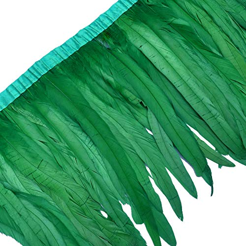 Sowder Fransenverzierung mit Hahnenfedern, 25-30 cm breit, 1 Yard dunkelgrün von Sowder