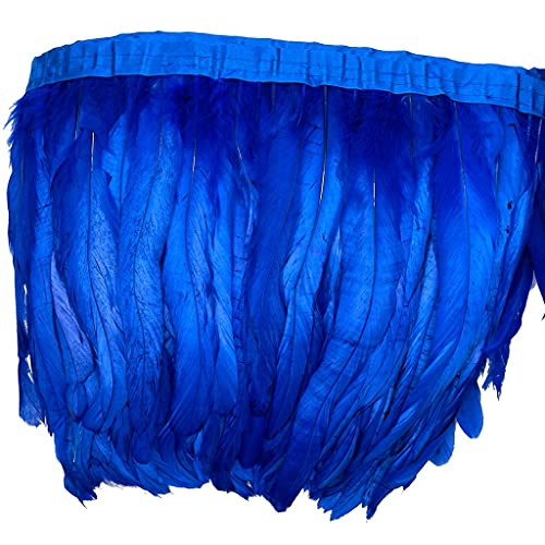 Sowder Fransenborte mit Hahnenfedern, 20–25 cm breit, für Heimwerker, Nähen, Basteln, Dekoration, 91 cm (Königsblau) von Sowder