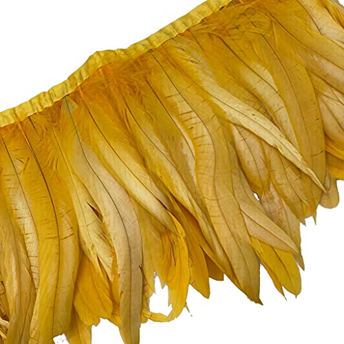 Sowder Hahnbügel-Feder-Fransenborte 20–25 cm breit für DIY Nähen Handwerk Dekoration Packung mit 91 cm (Gold Gelb) von Sowder