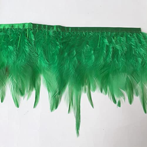 Sowder Natürlicher Hahn-Federrand, Fransen, 10,2–15,2 cm breit, Kleid, DIY-Dekoration (dunkelgrün) von Sowder