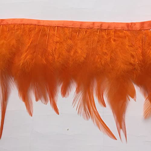 Sowder Natürlicher Hahn-Federrand, Fransen, 10–15 cm breit, Kleid, DIY-Dekoration 2 yards(orange) von Sowder