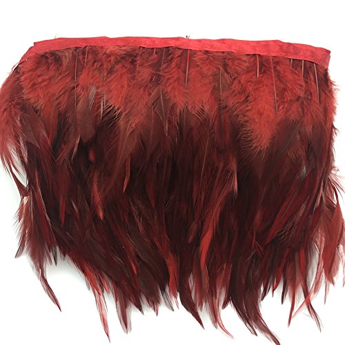 Sowder Rooster Hackle Feder-Fransenborte für Kostüm, Kleid, Dekoration, 4,5 m (Burgunderrot) von Sowder