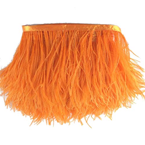 Sowder Straußenfeder-Borte, Fransen mit Satinband, für Kleidung, Kostüme, Nähen, Dekoration, 183 cm Orange von Sowder