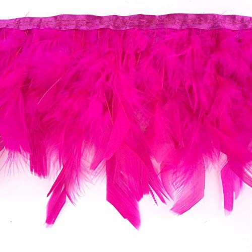 Sowder Truthahnfedern Besatz Fransen für Party Hochzeit Kleid Nähen Handwerk Kostüme Dekoration 2 Yards (Fuchsia) von Sowder