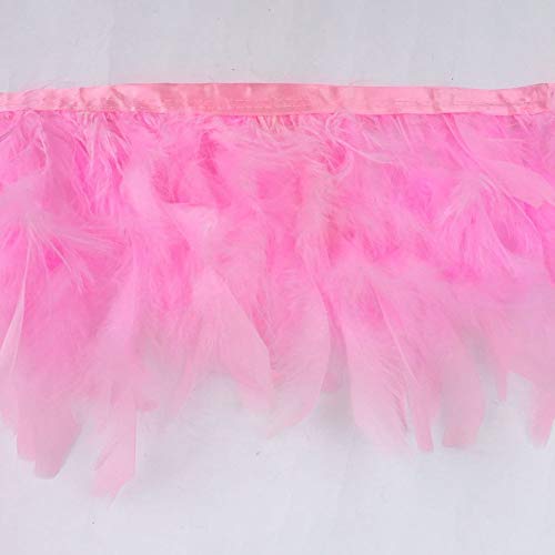 Sowder Truthahnfedern Fransenbesatz für Party Hochzeit Kleid Nähen Handwerk Kostüme Dekoration 2 Yards(Rosa) von Sowder