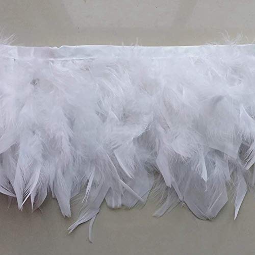 Sowder Truthahnfedern Besatz Fransen für Party Hochzeit Kleid Nähen Handwerk Kostüme Dekoration 2 Yards (weiß) von Sowder