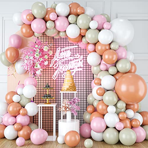 Ballon Girlande Rosa weiß, 107 Stück Retro Bohnenpasten Rosa Weiß Latex Luftballons für Babyparty, Hochzeit, Geburtstag, Abschluss, Jubiläum, Junggesellenabschied, Hintergrunddekoration von Sowide