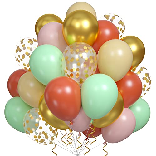 Gold Rosa Grün Luftballons, 60 Stück Gold Konfetti-Luftballons Metallic Gold Luftballons Party-Luftballons für Geburtstagsfeier, Hochzeit, Babyparty, Geburtstagsfeier-Dekoration von Sowide
