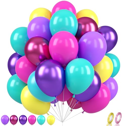 Rosa Blau Lila Luftballons, 60 Pcs 12 Zoll Heiße Rosa Metallic Lila Burgund Ballons für Kinder Magic Theme Geburtstagsdekoration Geburtstagsballons Baby Dusche Engagement Party Supplies von Sowide