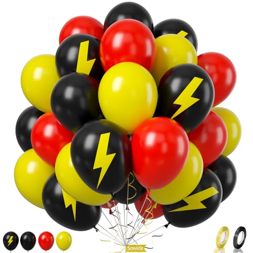 Schwarz Rot Gelb Luftballons, 60 Pcs 12 Zoll Cartoon Spiel Ballons für Kinder Cartoon Thema Party Dekorationen Geburtstag Ballons Baby Dusche Engagement Party Supplies von Sowide