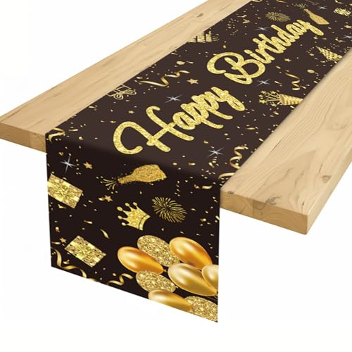 TischläUfer Geburtstag Schwarz Gold, Happy Birthday Goldene TischläUfer Geburtstagsdeko, Tischdeko Geburtstag FüR Jungen MäNner MäDchen, Table Runner Birthday Decorations Party Dekoration, 180 X 35 cm TischläUfer Geburtstag Schwarz Gold, Happy Birthday Goldene TischläUfer Geburtstagsdeko, Tischdeko Geburtstag FüR Jungen MäNner MäDchen, Table Runner Birthday Decorations Party Dekoration, 180 X 35 cm von Sowide