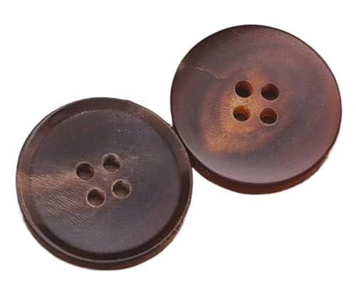 Echter Hornknopf Dunkelbraun Schwarz Hellbraun Vierlochknopf, Farbe 2, 15mm-10 Stk von SpaRcz