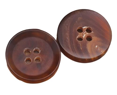 Echter Hornknopf Dunkelbraun Schwarz Hellbraun Vierlochknopf, Farbe 5, 18mm-10 Stk von SpaRcz