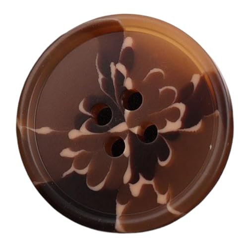 Gemusterte Knöpfe aus Harz mit vier Löchern, Kaffee, 20mm-10 Stk von SpaRcz