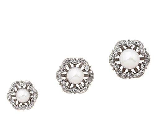 Knopf-Mantel-Mantel-Perlen-Diamant-dekorative Kleidungs-Knöpfe, Silber, 22mm-10 Stk Knopf-Mantel-Mantel-Perlen-Diamant-dekorative Kleidungs-Knöpfe, Silber, 22mm-10 Stk von SpaRcz