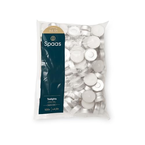 Ivyline Tealights Bag x100, ± 4.5 Hours-White SPAAS Teelichter 100er-Beutel, ± 4,5 Stunden-weiß, Paraffinwachs, Aluminiumbecher, D 39 mm x H 13,5 mm, 100 von Spaas