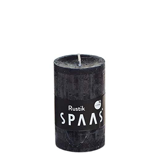 Spaas 12 Rustikale Stumpenkerzen ohne Duft, Paraffinwachs schwarz, D 48 mm x H 80 mm von Spaas