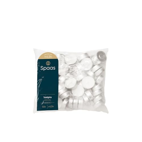 Spaas 12 Teelichtertüten Paraffinwachs Alubecher weiß Ø 39 mm x H 13,5 mm von Spaas