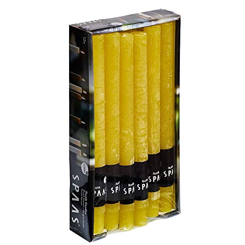Spaas 12 x 12 Rustikale Duftkerze Haushaltskerzen Paraffinwachs Autumn Yellow D 21mm H 250mm von Spaas