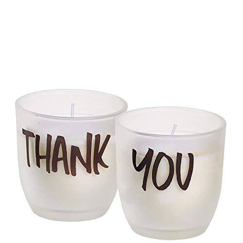 Spaas 2 Duftlose Thank-You-Kerzen im Geschenkkarton, ± 25 Stunden-weiß, Paraffinwachs, D 73 mm x H 83 mm von Spaas