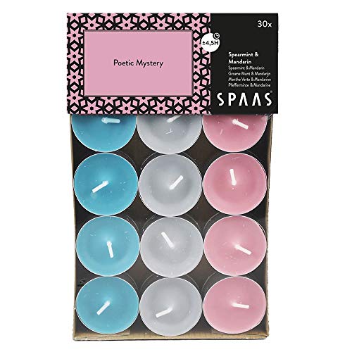 Spaas 30 Duft-Teelichter Farben Sortiert, ± 4,5 Stunden-Poetic Mystery, Paraffinwachs, Zartrosa, D 39 mm x H 16 mm Spaas 30 Duft-Teelichter Farben Sortiert, ± 4,5 Stunden-Poetic Mystery, Paraffinwachs, Zartrosa, D 39 mm x H 16 mm von Spaas