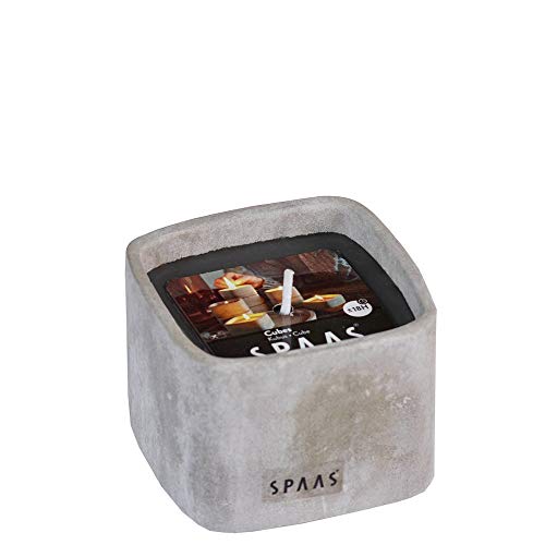 Spaas 6 Duftkerzen im Zementwürfel, Paraffinwachs, Schwarz, 66 m x 66 mm x 53 mm (L x B x H) von Spaas