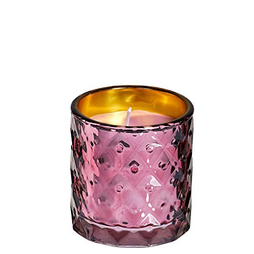 Spaas 6 Duftkerzen in rosa festlich Strukturiertem Glas, Paraffinwachs, Rosen Rouge, 40 mm D x 75 mm von Spaas