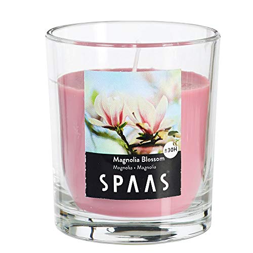 Spaas 6 Duftkerzen in transparentem Glas, Paraffinwachs, Rosenblush, D 73 mm x H 83 mm von Spaas