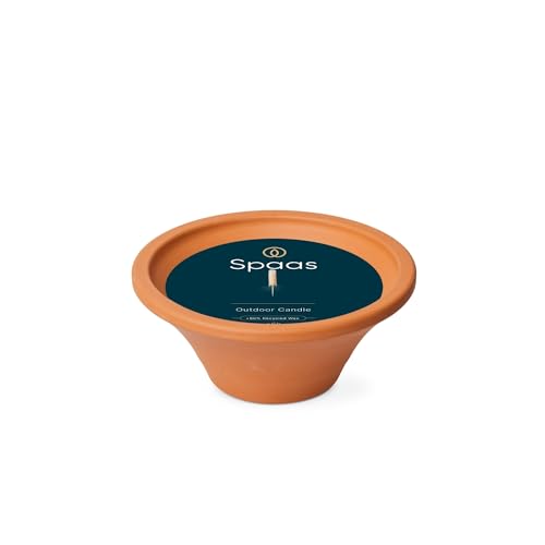 Spaas 6 Gartenkerzen in Terrakotta-Schale, ± 6 Stunden, elfenbeinfarben, Paraffinwachs, D 150 mm x H 65 mm von Spaas
