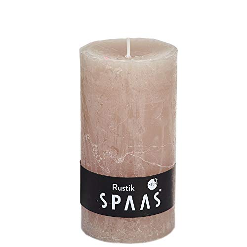 Spaas 8 Rustik-Stumpenkerzen ohne Duft, 70/130 mm, ± 60 Stunden, Beige, Paraffinwachs, D 70 mm x H von Spaas