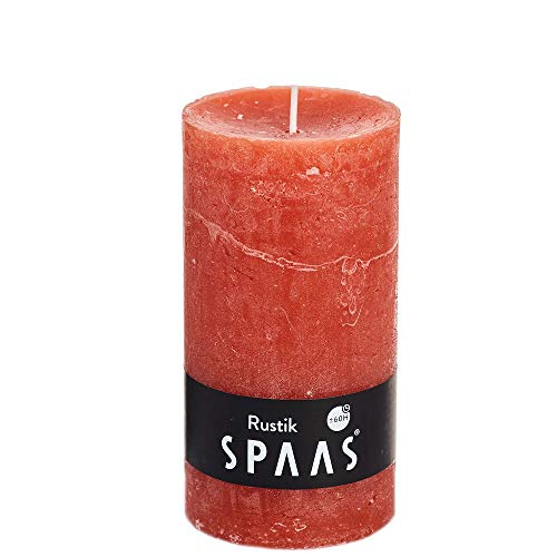 Spaas 8 Rustikale Stumpenkerzen ohne Duft, Paraffinwachs Ingwer Orange, D 70 mm x H 130 mm von Spaas