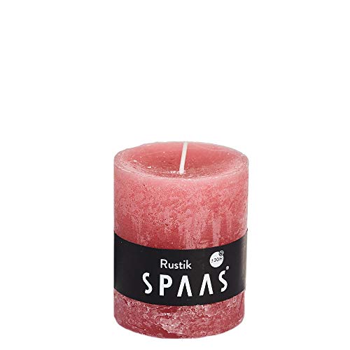 Spaas 8 Rustikale Stumpenkerzen ohne Duft, Paraffinwachs Rose Blush, D 68 mm x H 80 mm von Spaas