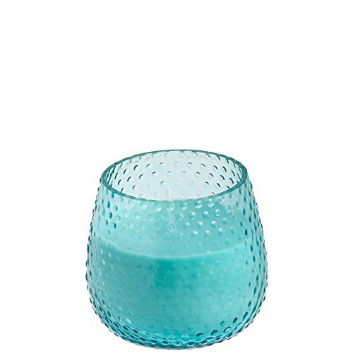 Spaas Aqua Blue 6 geruchlose Sommerkerzen im Bubbled Glas, ± 25 Stunden, Paraffinwachs, D 80 mm x H 70 mm von Spaas