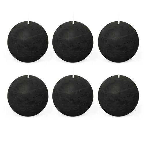 Spaas Rustic Unscented Ball Candles Hours-Black 6 Rustikale geruchlose Kugelkerzen, 80 mm, ± 24 Stunden, schwarz, Paraffinwachs, D x H Spaas Rustic Unscented Ball Candles Hours-Black 6 Rustikale geruchlose Kugelkerzen, 80 mm, ± 24 Stunden, schwarz, Paraffinwachs, D x H von Spaas