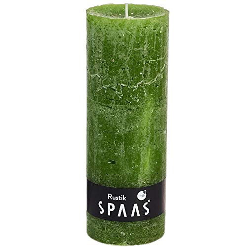 Spaas Rustic Unscented Pillar Candle Hours-Olive Green Rustikale Stumpenkerze 68/190 mm, ± 95 Stunden, ohne Duft-olivgrün, Paraffinwachs, D 68 mm x H, 600 von Spaas