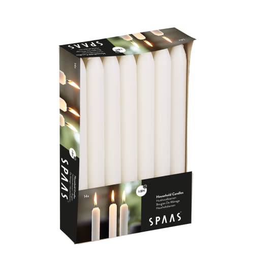 Spaas Spitzkerzen, Duft, Weiß 14 Dinnerkerzen 21/220 mm, ± 8 Stunden, Paraffinwachs, D 21 mm x H Spaas Spitzkerzen, Duft, Weiß 14 Dinnerkerzen 21/220 mm, ± 8 Stunden, Paraffinwachs, D 21 mm x H von Spaas