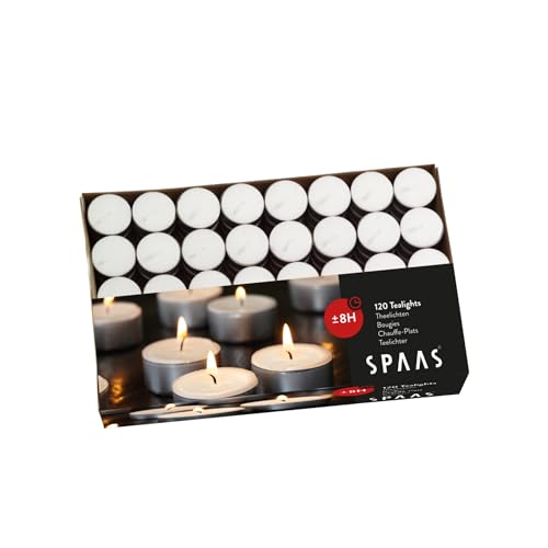 Spaas Tealights Box x120, ± 8 Hours-White Teelichter 120er-Pack, ± 8 Stunden-weiß, Paraffinwachs, D 39 mm x H 22 mm, 120 Spaas Tealights Box x120, ± 8 Hours-White Teelichter 120er-Pack, ± 8 Stunden-weiß, Paraffinwachs, D 39 mm x H 22 mm, 120 von Spaas
