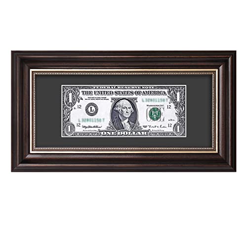 Space Art Deco, Dollar-Scheinrahmen mit Matte, Staffelei-Ständer für Tisch- oder D-Ring-Aufhänger, Wandmontage, Braun, 1 Stück von Space Art Deco